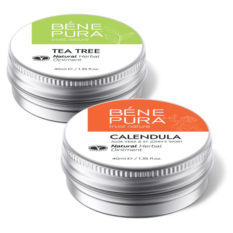 Viszketés elleni Kenőcs Teafával és Égési Kenőcs Körömvirággal, Aloe Verával és Orbáncfűvel - GMC