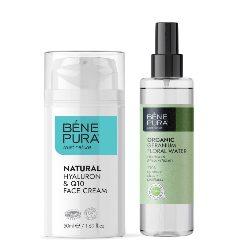 Hyaluron & Q10 Arckrém és Bio Muskátli Virágvíz - GMC