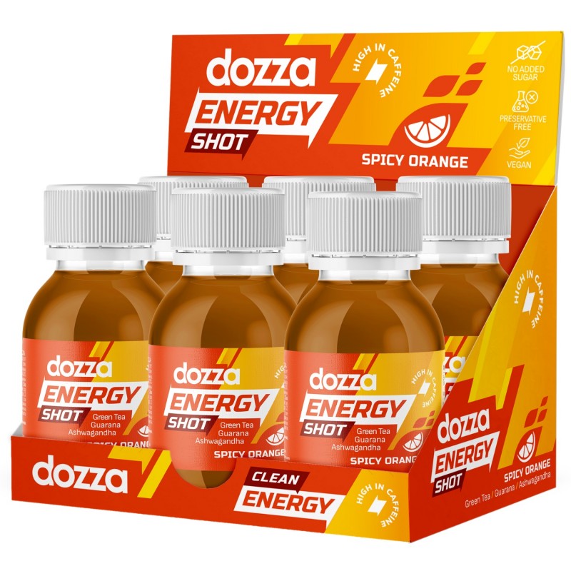 6x Pack DOZZA Energy Spicy Orange Energy shot - 60ml - Energiaitalok